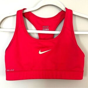 Nike Red Racerback Sports Bra with Creamy Goldish Swoosh